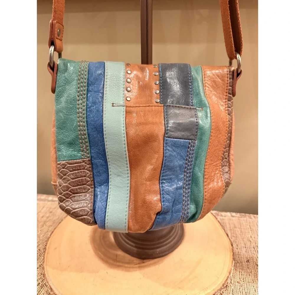 The Sak Silverlake Leather Rare Stripe Color Block Crossbody Bag  Festival‎ Boho
